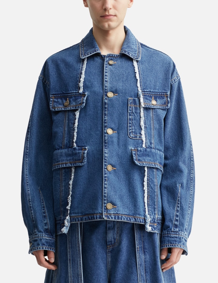 Asymmetric Vertical Denim Trucker Jacket