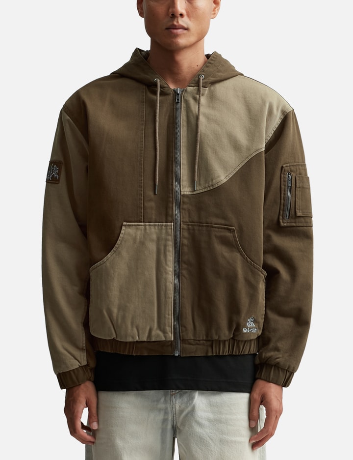 PANEL DENIM HOODED BOMBER