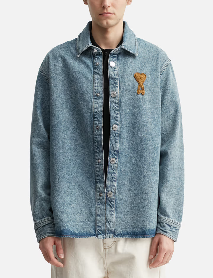 Blue Cotton Knitted Ami De Coeur Overshirt