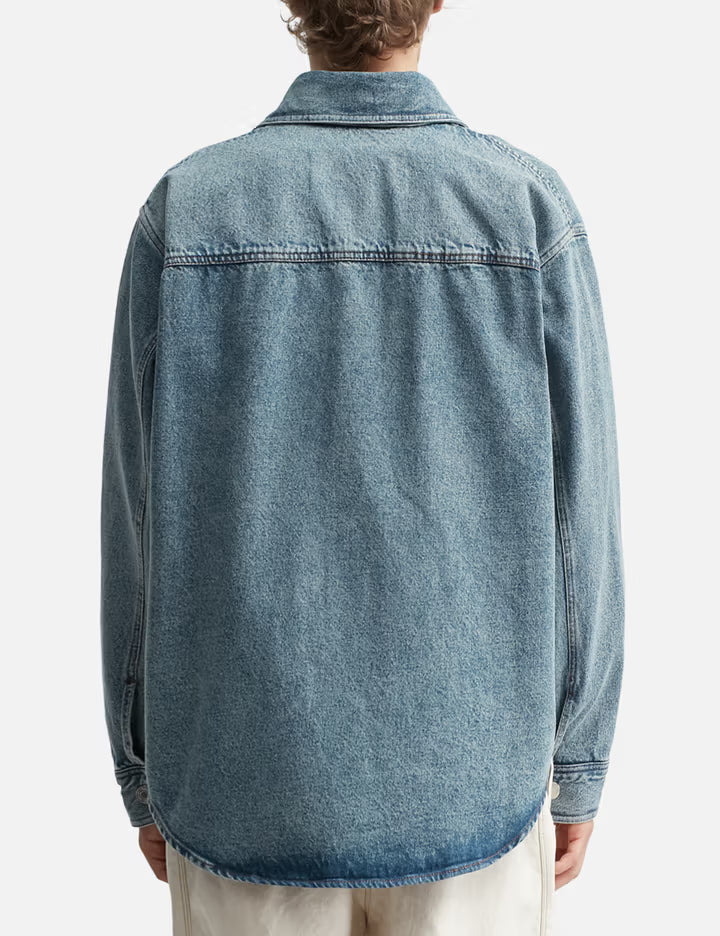 Blue Cotton Knitted Ami De Coeur Overshirt