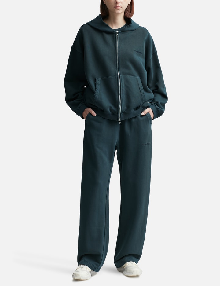 GARMENT DYED LOGO ZIP-UP HOODIE