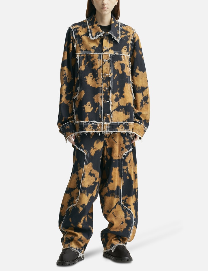 Bleached Effect Raw Edge Denim Jacket