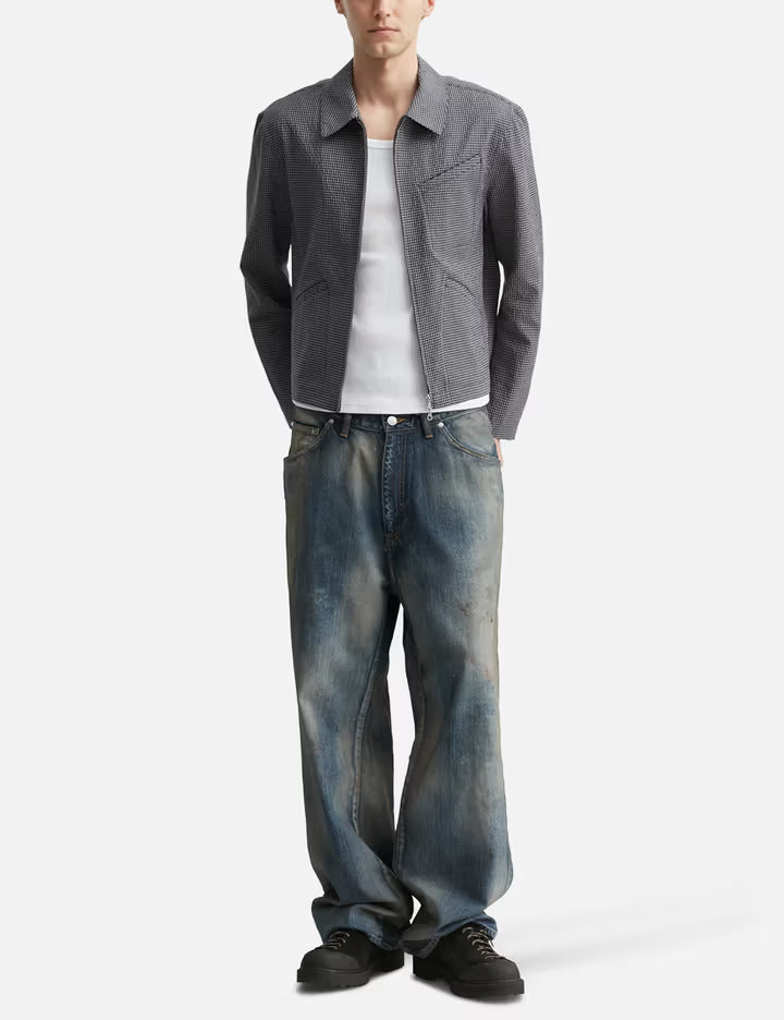 Micro Check Shirt Zip-Up