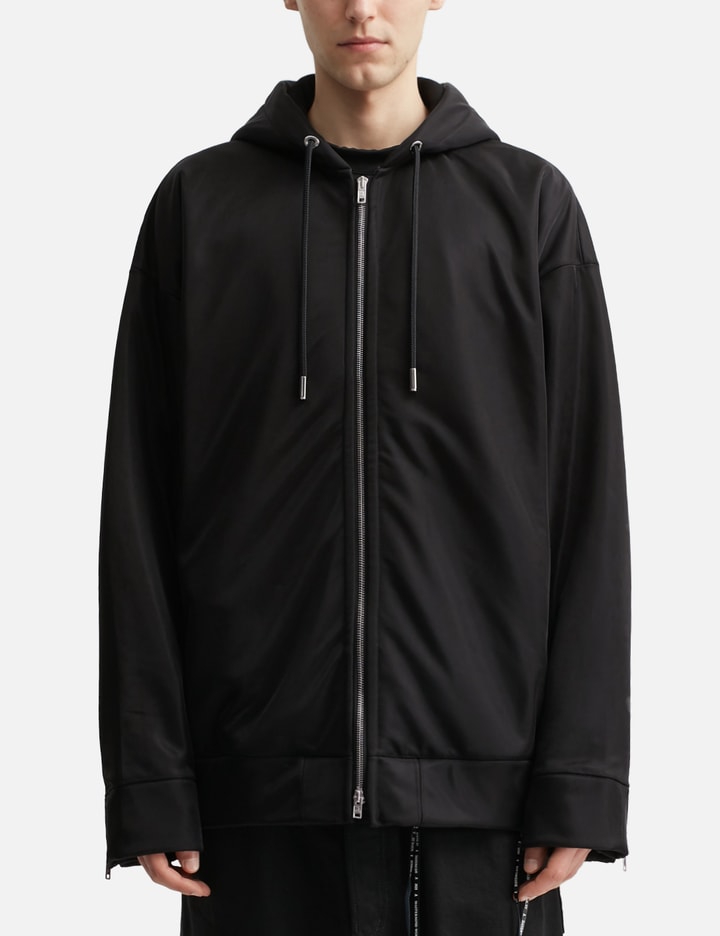 Sheer Layered Zip-up Boxy Hoodie