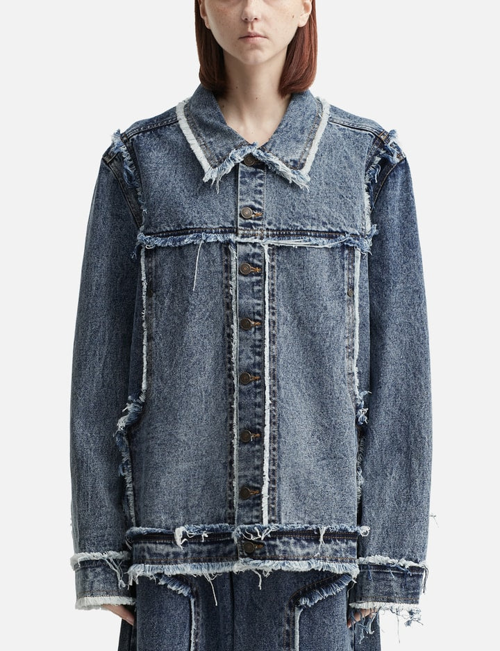 Distressed Raw Edge Denim Jacket