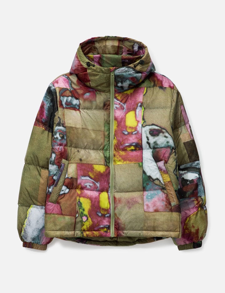 Printed Faces Collage Puffer Jacket