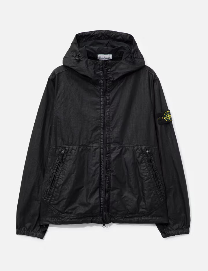 Organic-Look Nylon Panama-TC Hooded Jacket