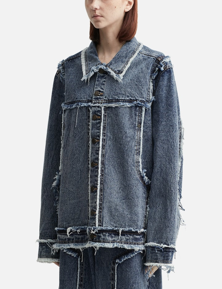 Distressed Raw Edge Denim Jacket
