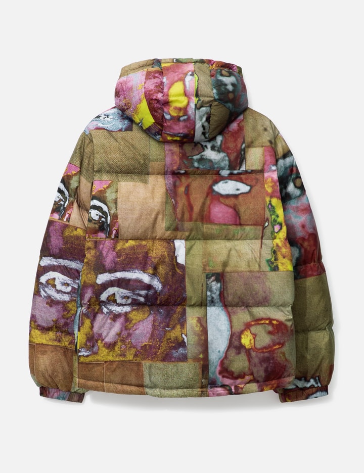 Printed Faces Collage Puffer Jacket