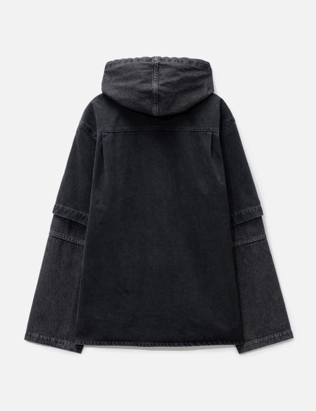 Two-Tone Denim Hooded Jacket