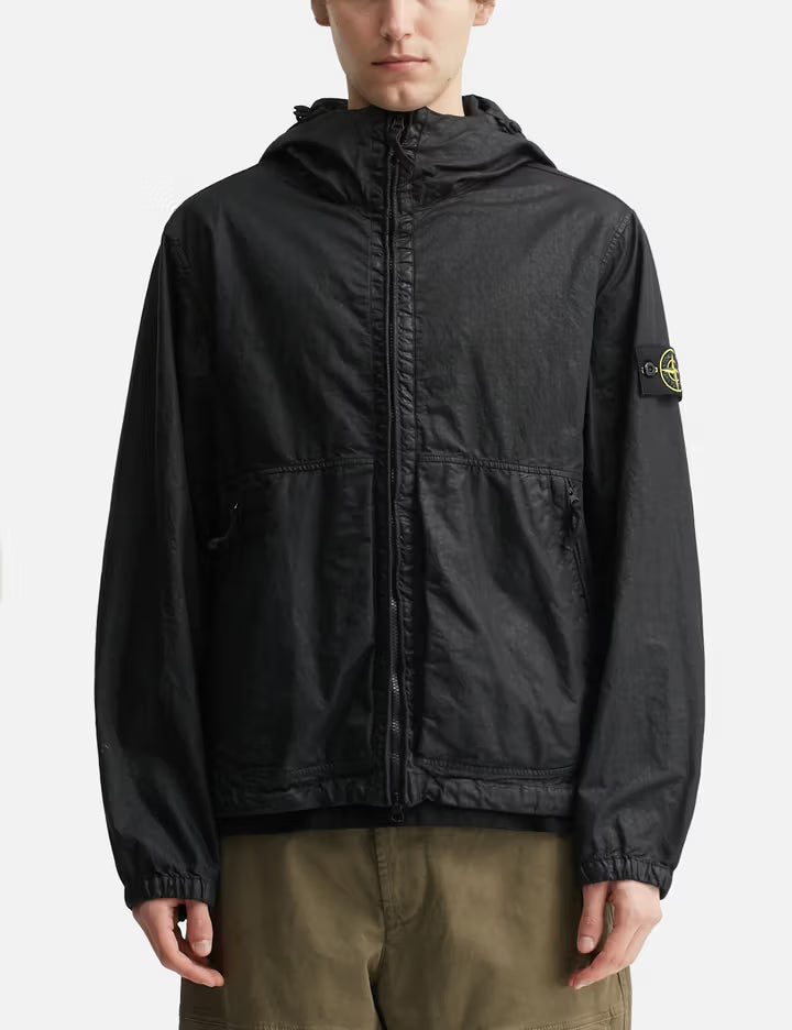 Organic-Look Nylon Panama-TC Hooded Jacket