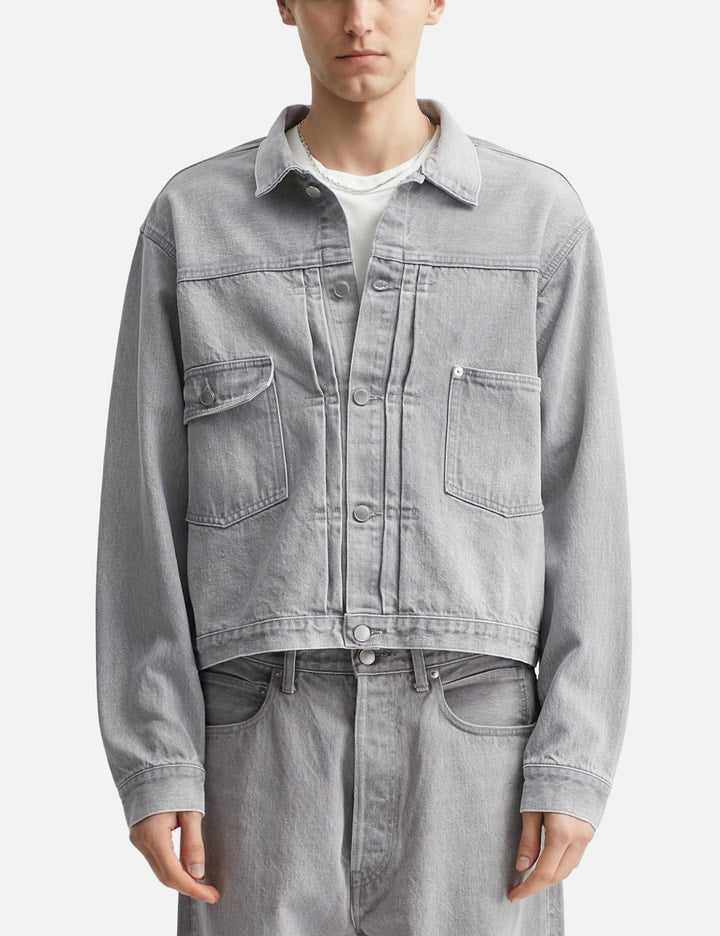 Unlikely Time Travel Trucker Jacket Gray Denim