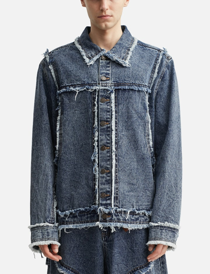 Distressed Raw Edge Denim Jacket