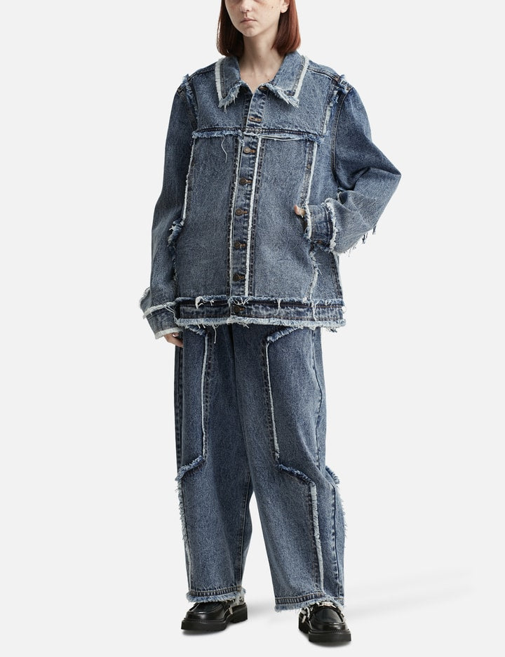 Distressed Raw Edge Denim Jacket