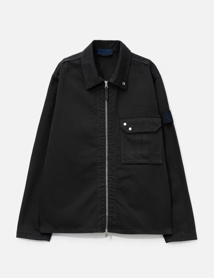 Garment Dyed Denim Zip-Up Overshirt