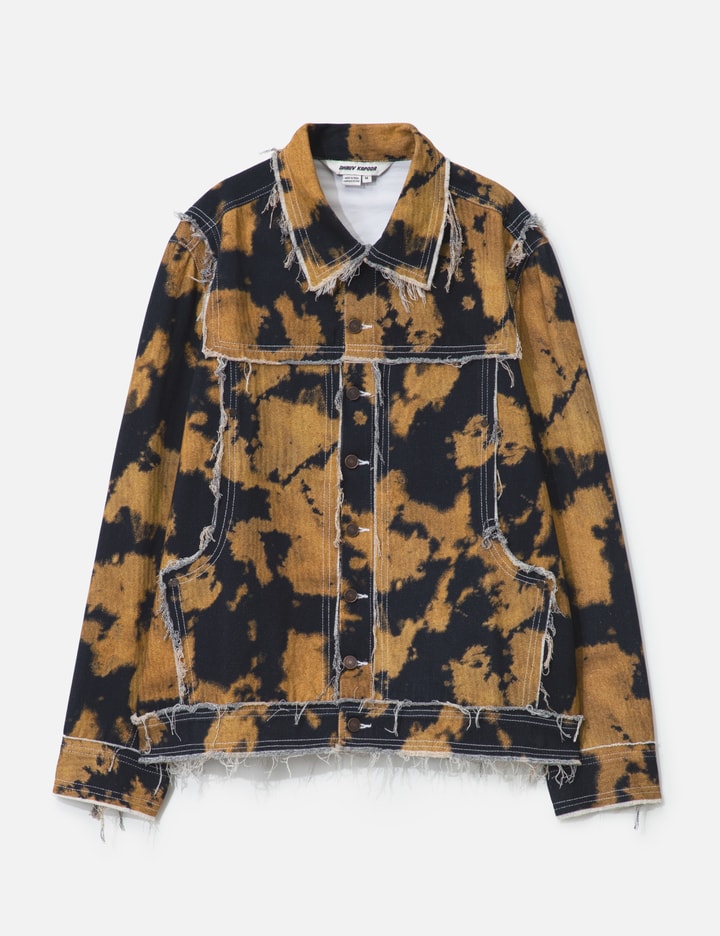 Bleached Effect Raw Edge Denim Jacket