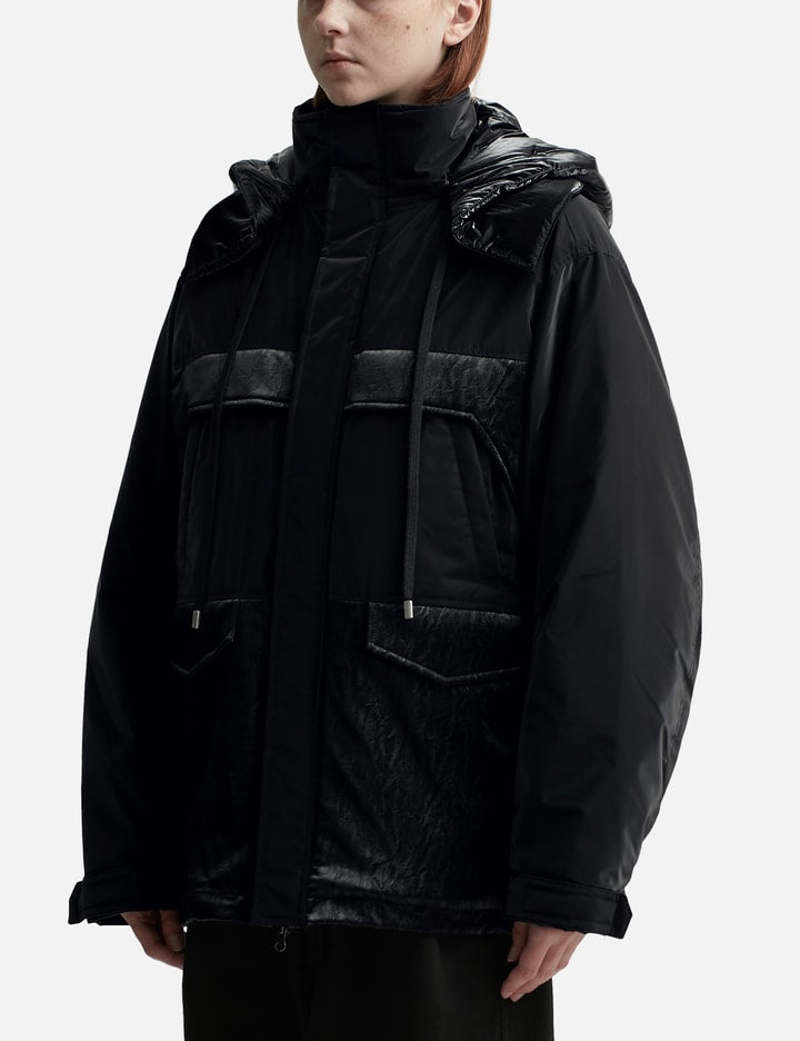 Oversized Mixed Fabric Quilted Parka