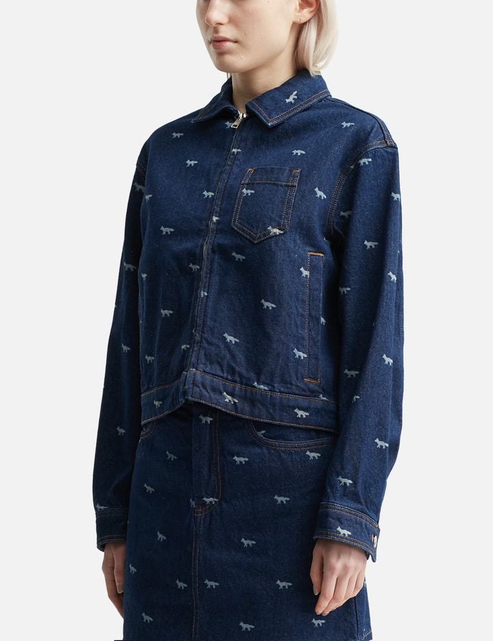Zipped Cropped Denim Jacket