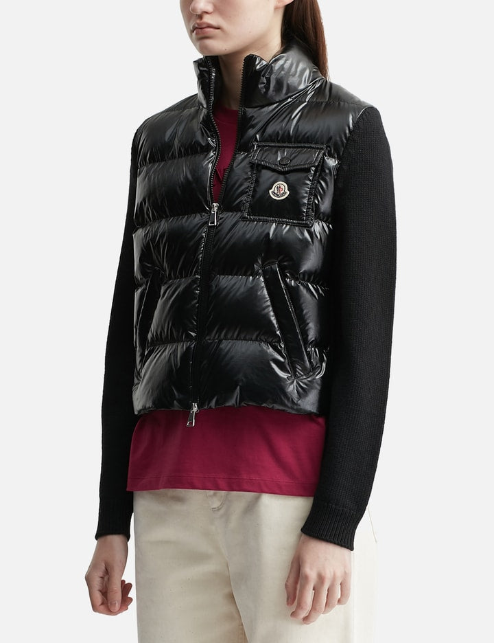 Padded Zip-Up Wool Cardigan