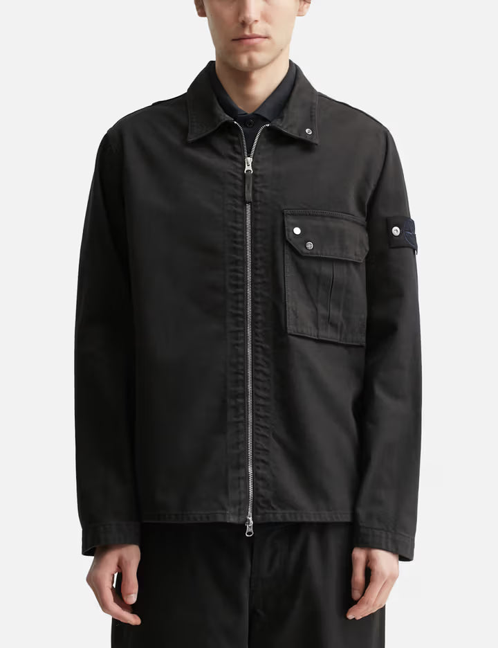 Garment Dyed Denim Zip-Up Overshirt