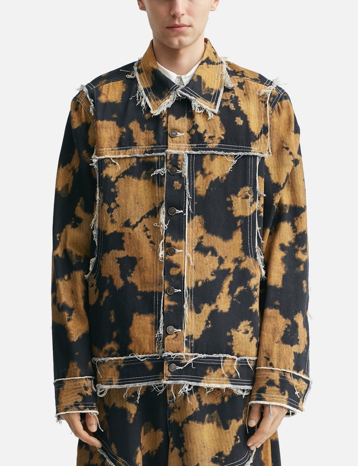 Bleached Effect Raw Edge Denim Jacket