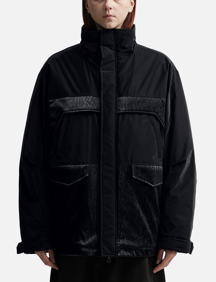 Oversized Mixed Fabric Quilted Parka