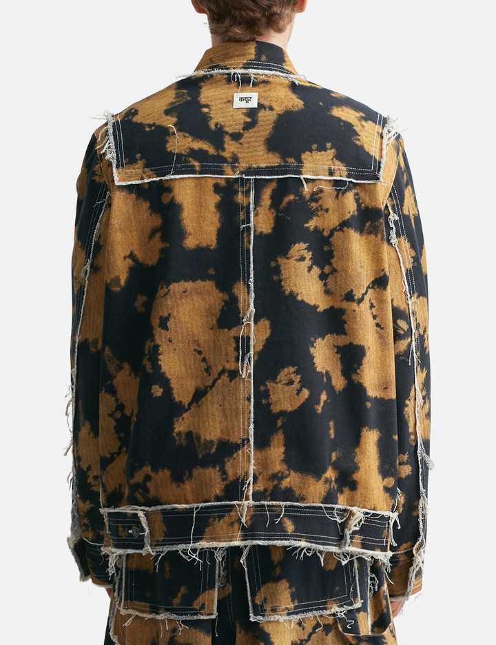 Bleached Effect Raw Edge Denim Jacket