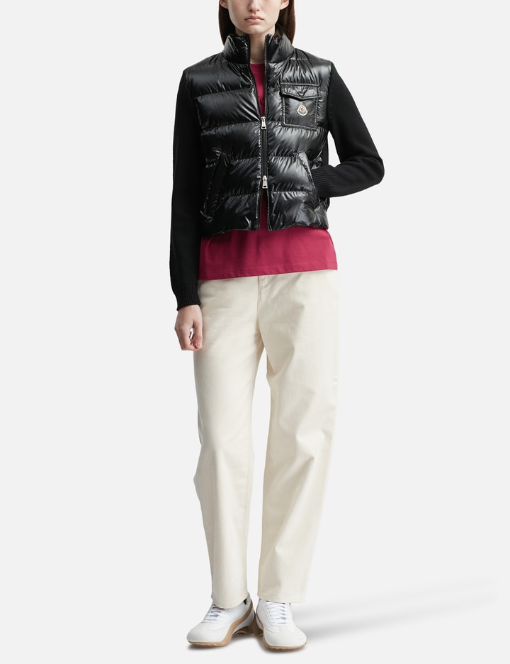 Padded Zip-Up Wool Cardigan