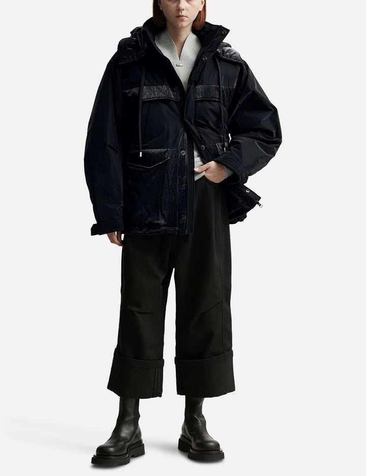 Oversized Mixed Fabric Quilted Parka