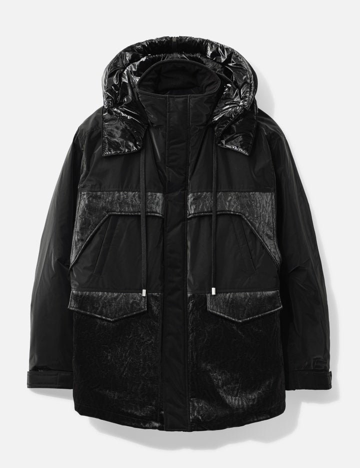 Oversized Mixed Fabric Quilted Parka