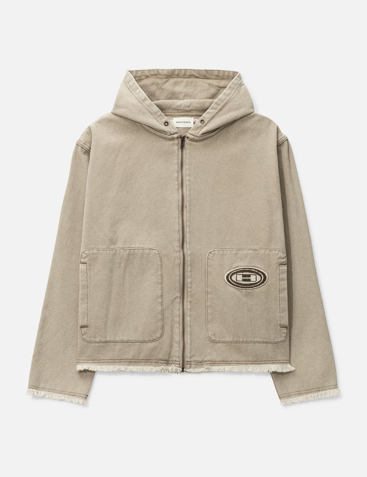 WASHED CANVAS ZIP HOODIE