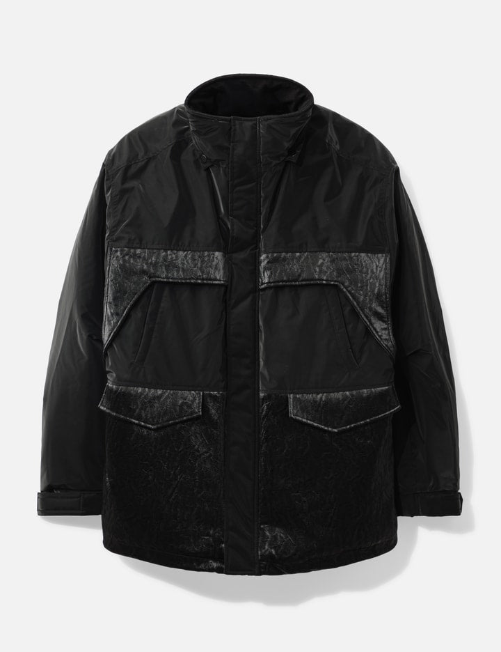 Oversized Mixed Fabric Quilted Parka