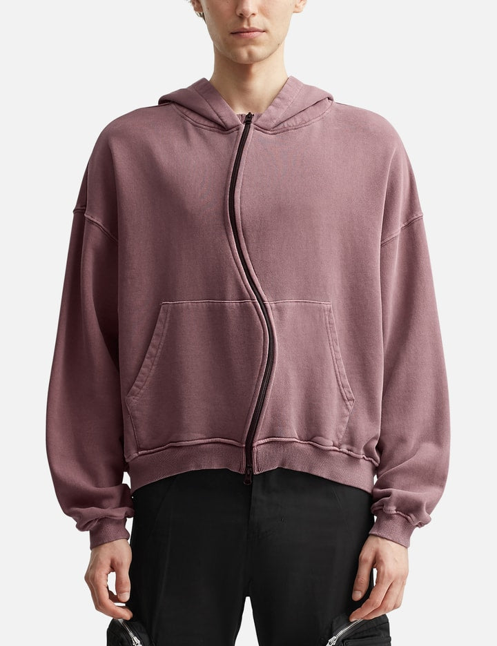 Curved Zip-Up Round Hem Hoodie