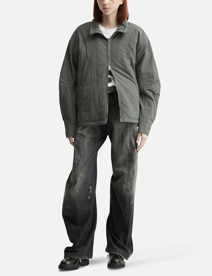 CHECK CONTRAST BOMBER JACKET CHARCOAL