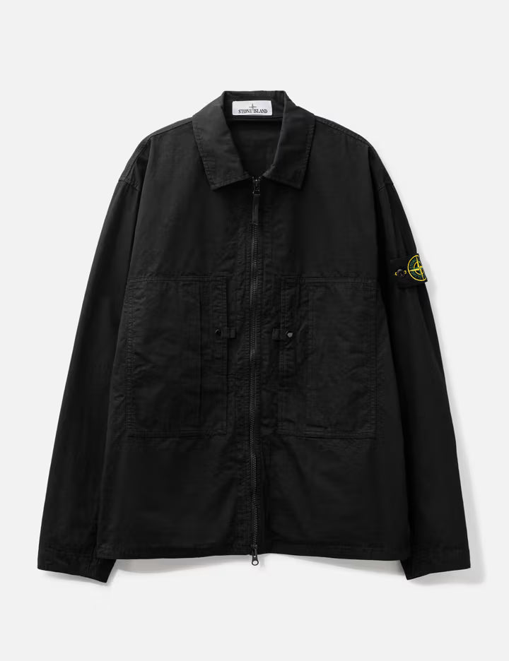Mercerised Organic Cotton Ripstop Zip-Up Overshirt