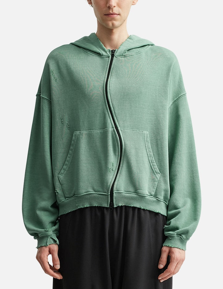 Curved Zip-Up Round Hem Hoodie