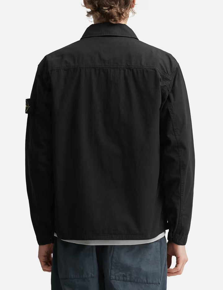 Mercerised Organic Cotton Ripstop Zip-Up Overshirt