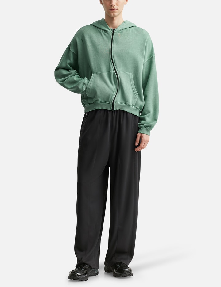 Curved Zip-Up Round Hem Hoodie