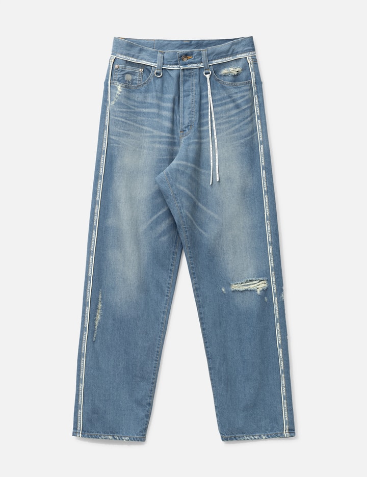 INSIDE-OUT STRAIGHT DENIM PANTS