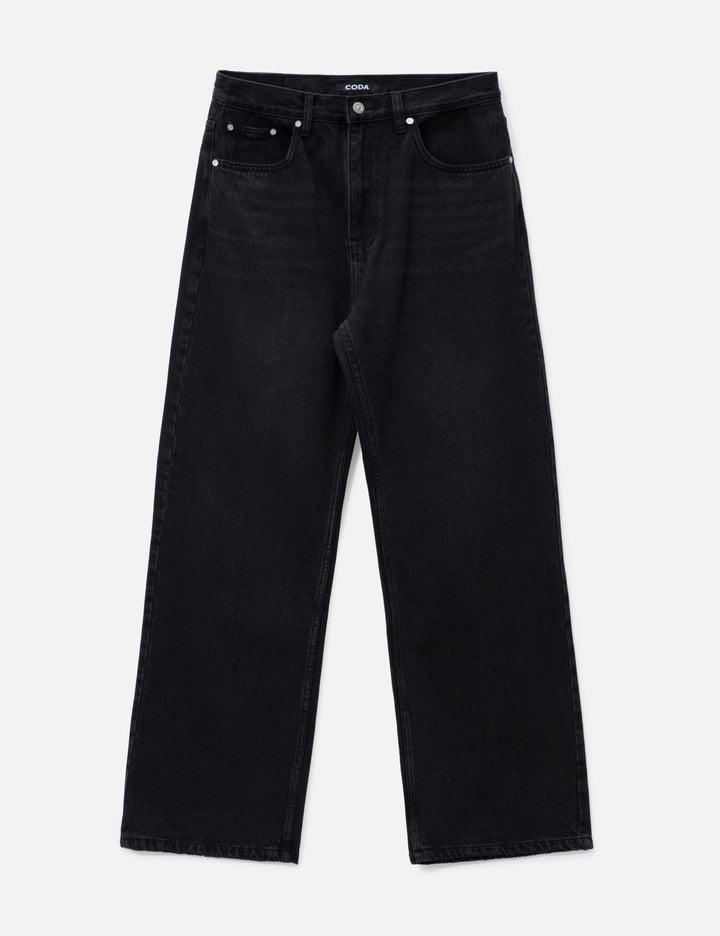 Black Washed Distressed Break Cut Flared Jeans