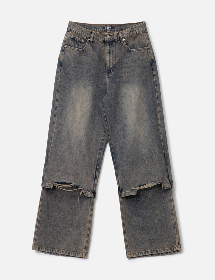 Acid Wash Layered Hybrid Jeans