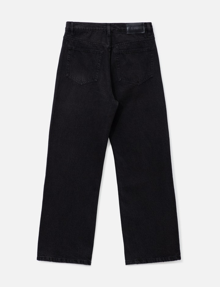 Black Washed Distressed Break Cut Flared Jeans