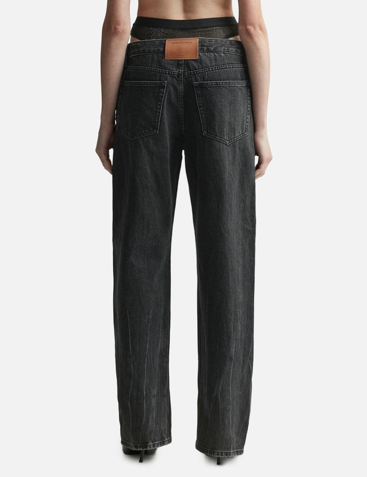 Pre-Styled Straight-Leg Slit-hem Jeans