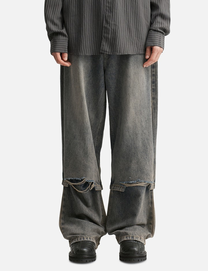 Acid Wash Layered Hybrid Jeans