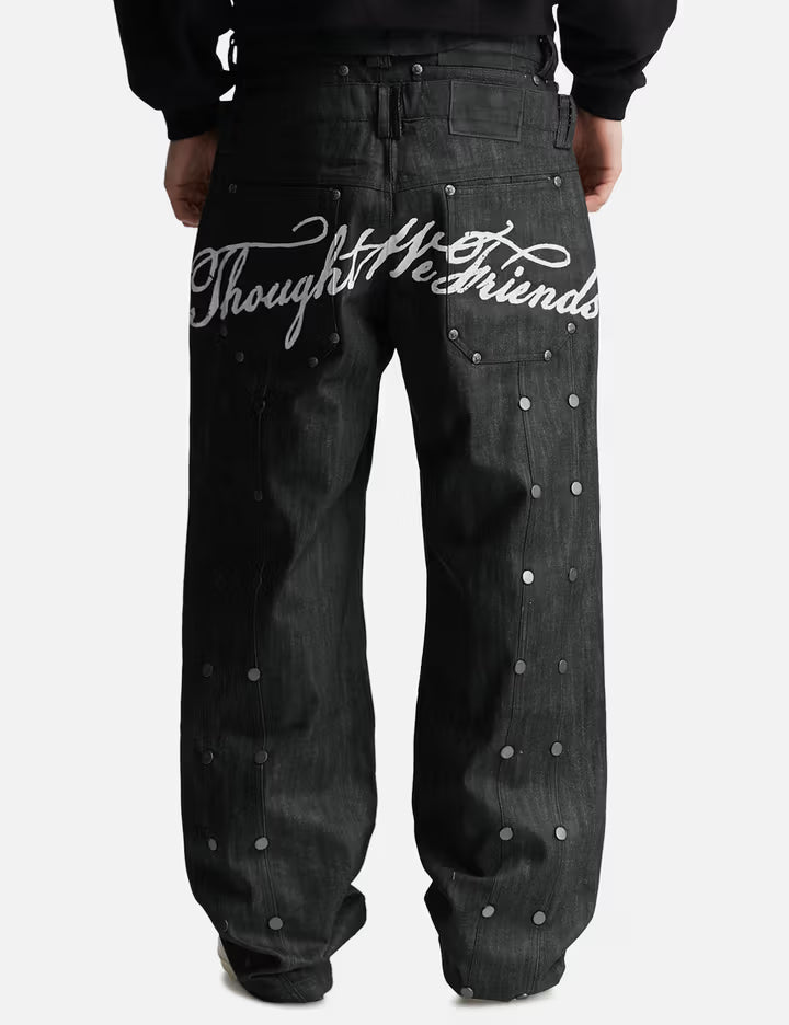"Gideon" Double-Layered Workpants In Japanese Raw Black Denim