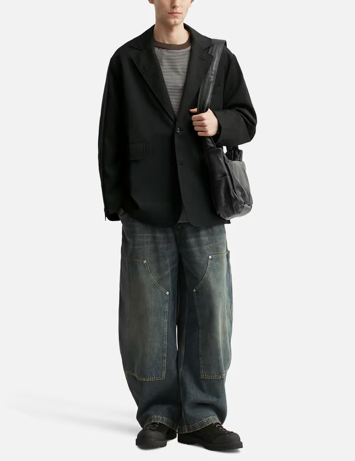 Vintage Dyed Selvedge Denim Double Knee Curved Worker Pants