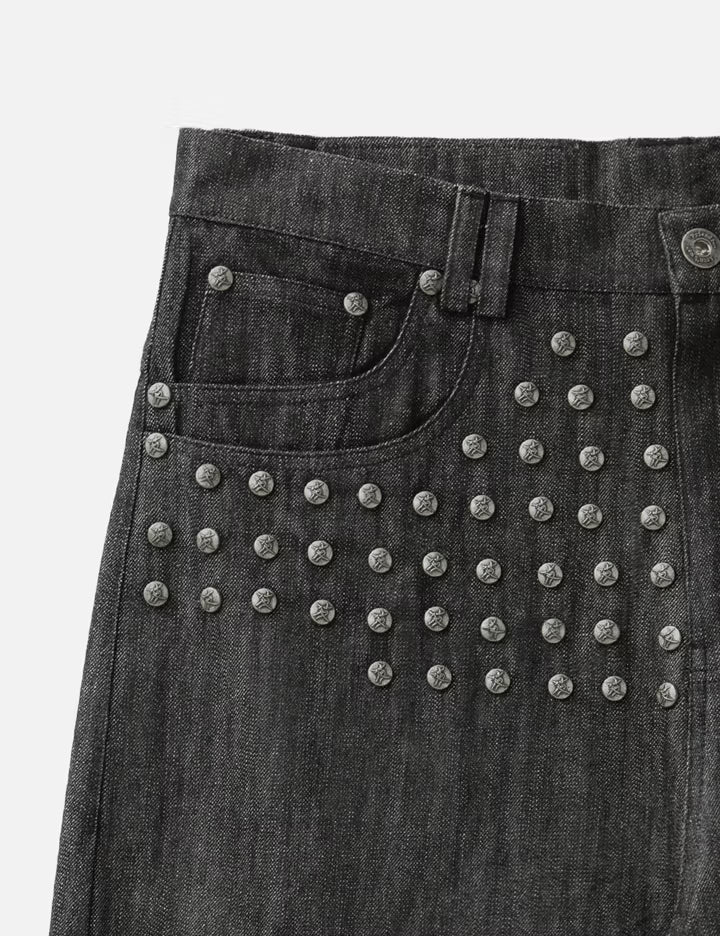 "Devlin" Studded Waxed Japanese Raw Denims