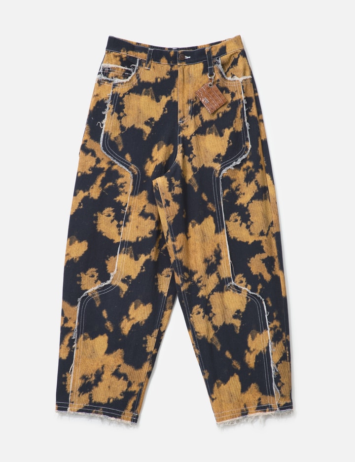 Bleached Effect Raw Edge Balloon Jeans