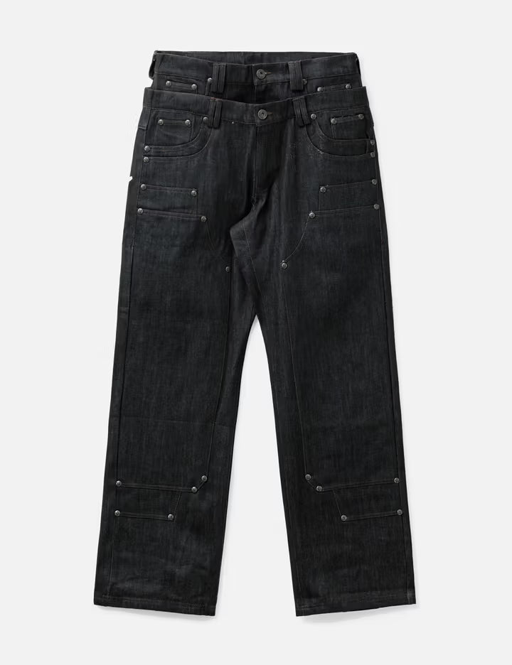 "Gideon" Double-Layered Workpants In Japanese Raw Blue Denim