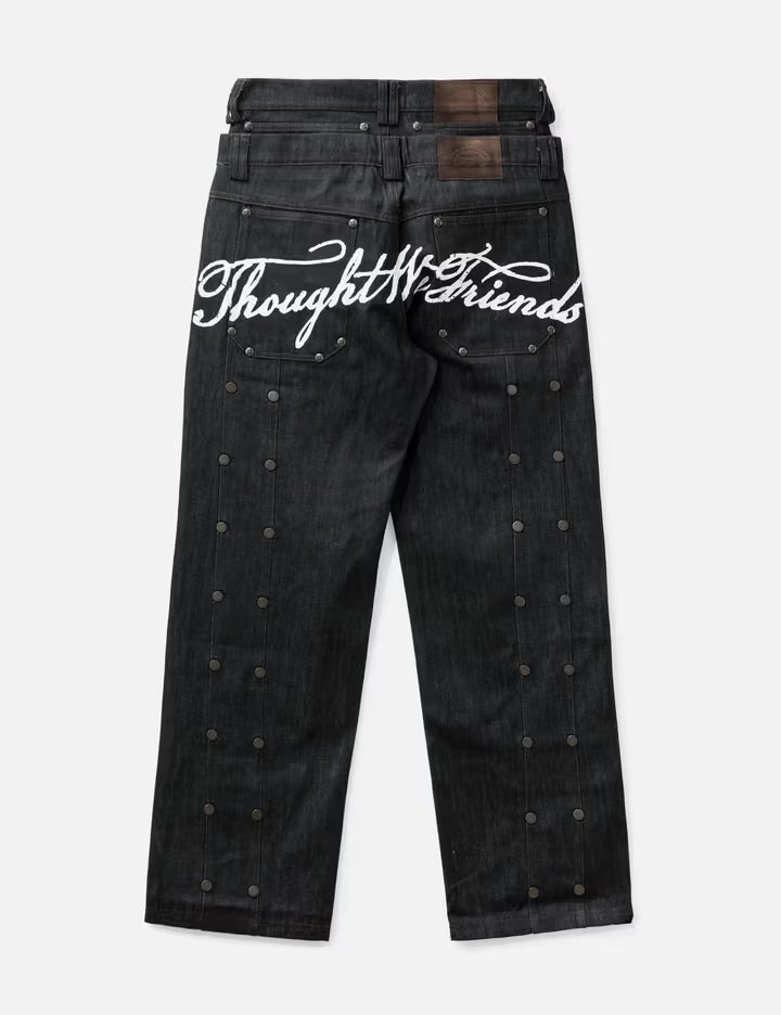 "Gideon" Double-Layered Workpants In Japanese Raw Blue Denim